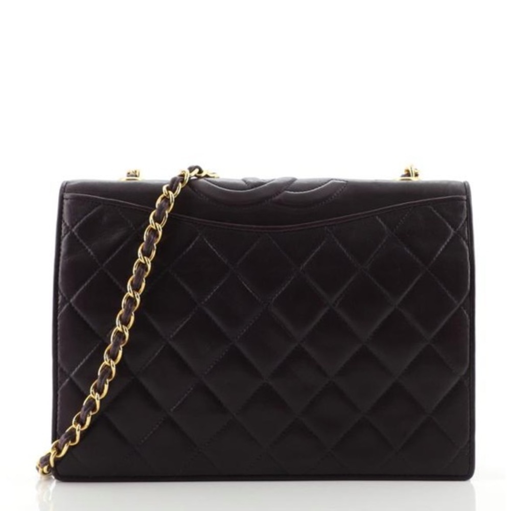 👜 Chanel classic vintage CC full flap quilted lamb skin shoulder bag 💼